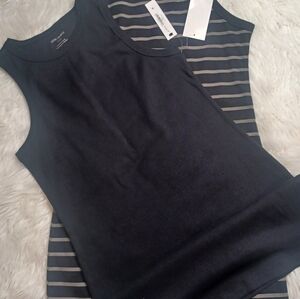 Steve Madden Women's Black Sleeveless Pait Of Tshirt Dresses Size L (A)